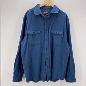 Woolrich Men's Button Up 100% Wool Blue Minimalist Casual Cottagecore size XXL